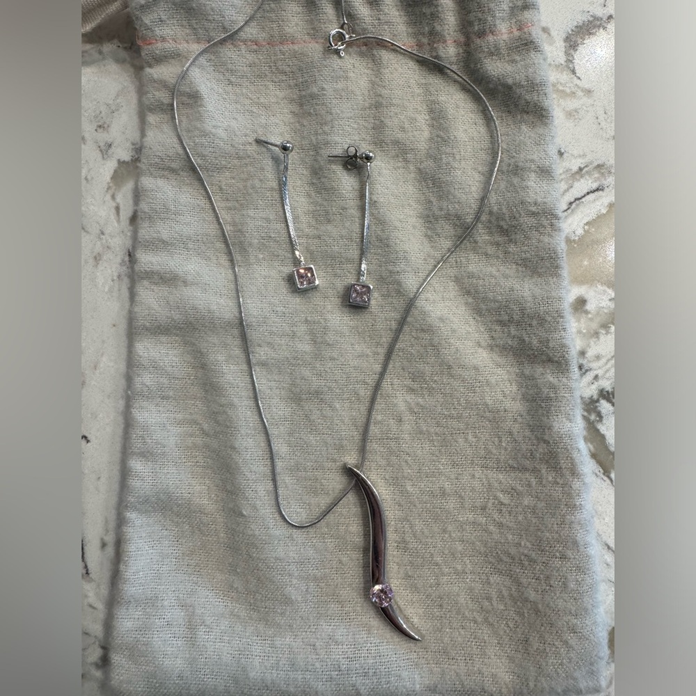 Sterling silver necklace and earrings set